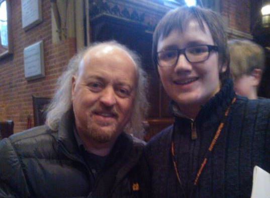 Xavier Voigt-Hill [right] pictured with comedian Bill Bailey two months before his three-hour long offline ordeal